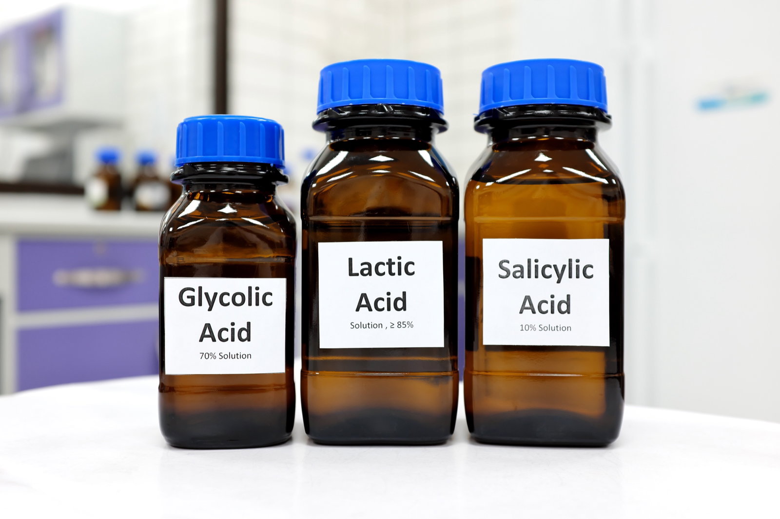 Professional-grade skincare acids for chemical exfoliation