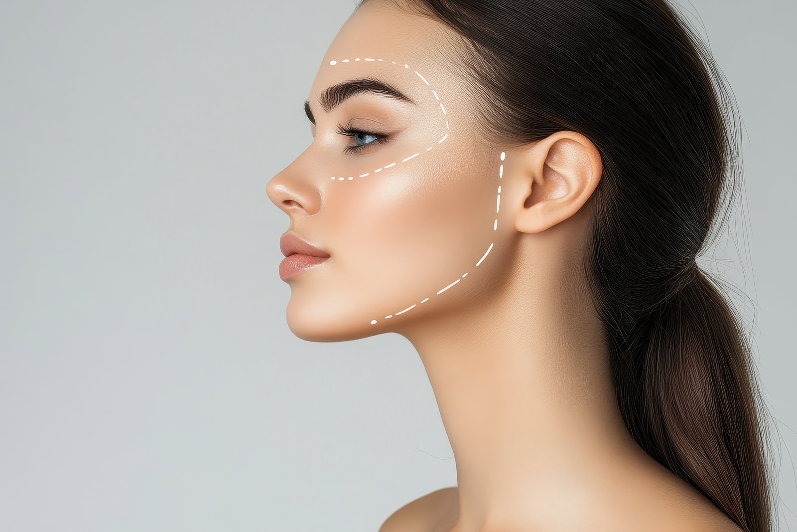 Facial contouring and dermal filler treatment for cheek and jawline definition